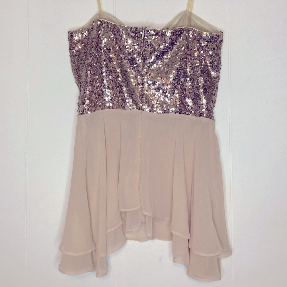 Do & Be Bronze Sequin tube top with chiffon bottom two tone - Picture 2 of 6